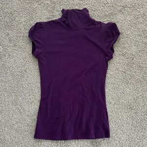 Forever 21 Dark Purple Short Sleeve Turtleneck Top